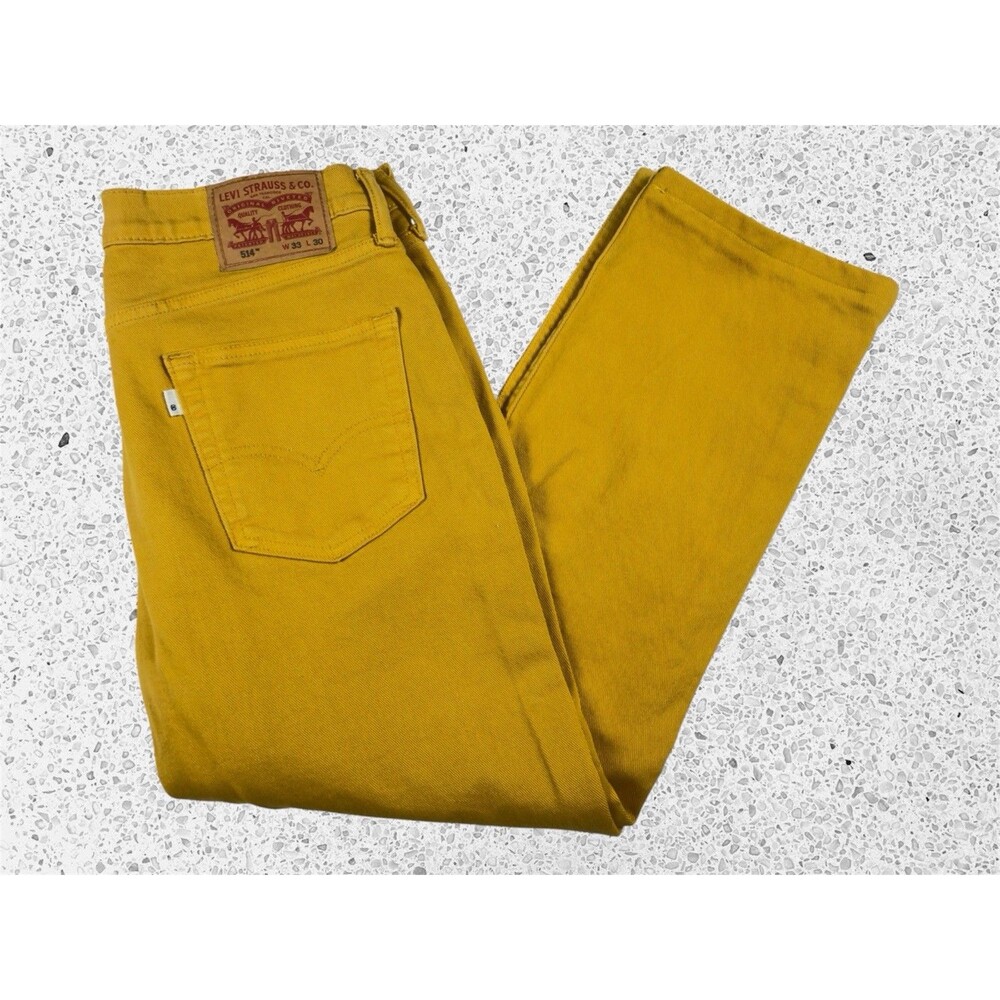 Levi’s 514 Jeans Mens 33x30 Mustard Yellow Straight Fit Denim Pants Cotton